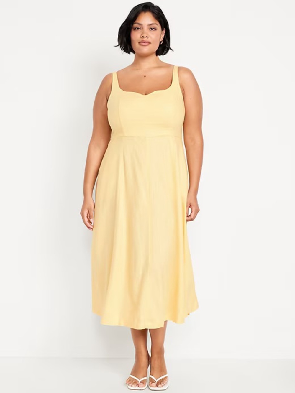 Old Navy Fit and Flare Sleeveless Linen Blend Midi Dress